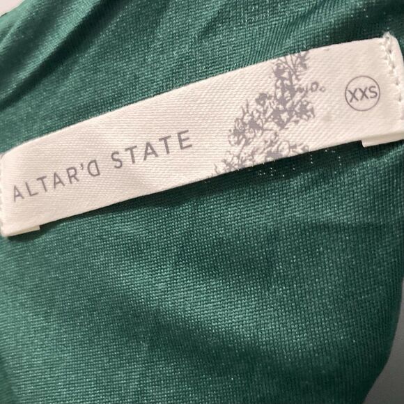 Altar'd State Sz XXS Paityn Strapless Sequin Maxi Dress Satin Halter Top Green - Picture 3 of 11